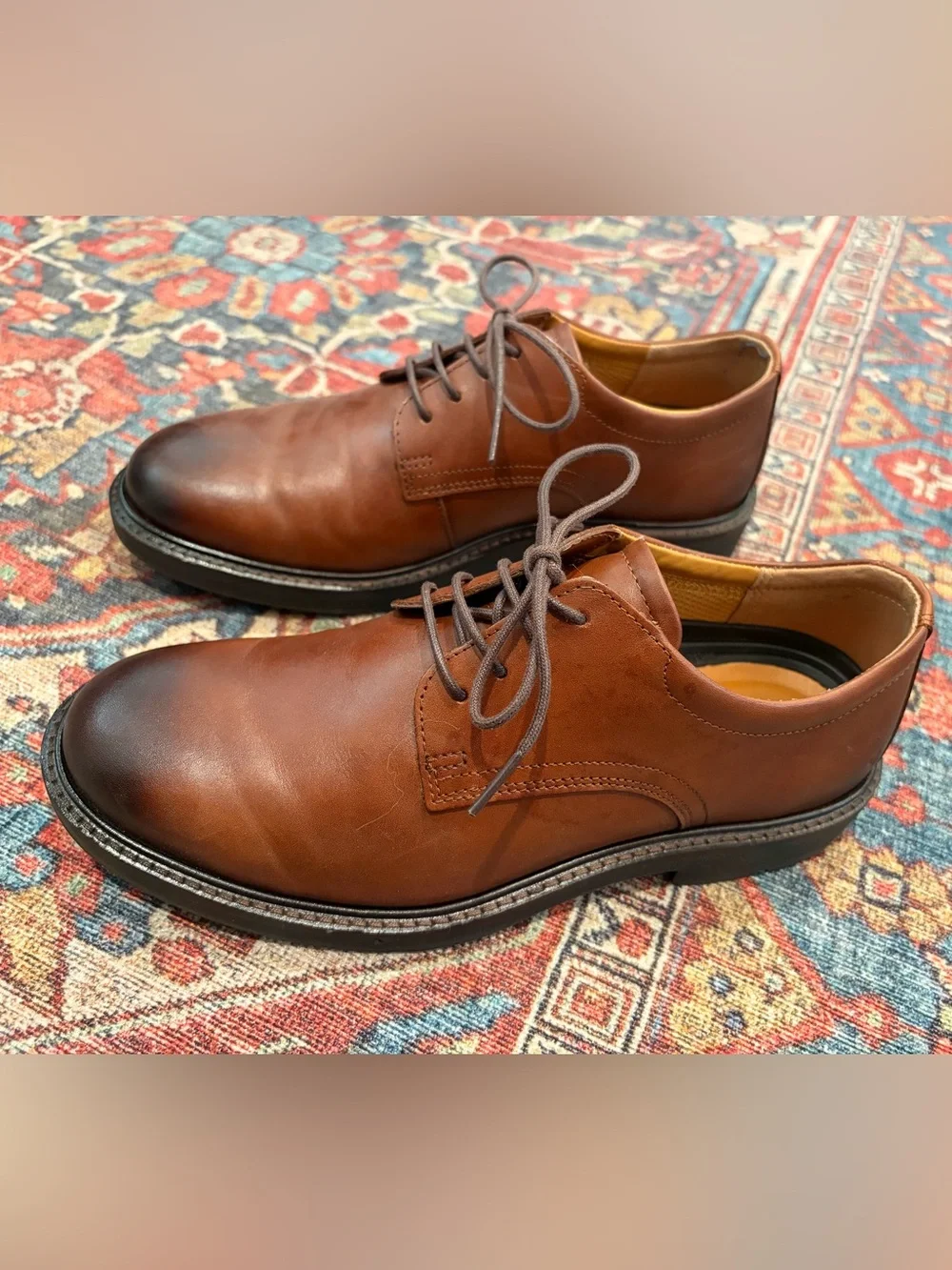 Ecco Men's Brown Leather Derby Dress Shoes UK 39 US 5-5.5